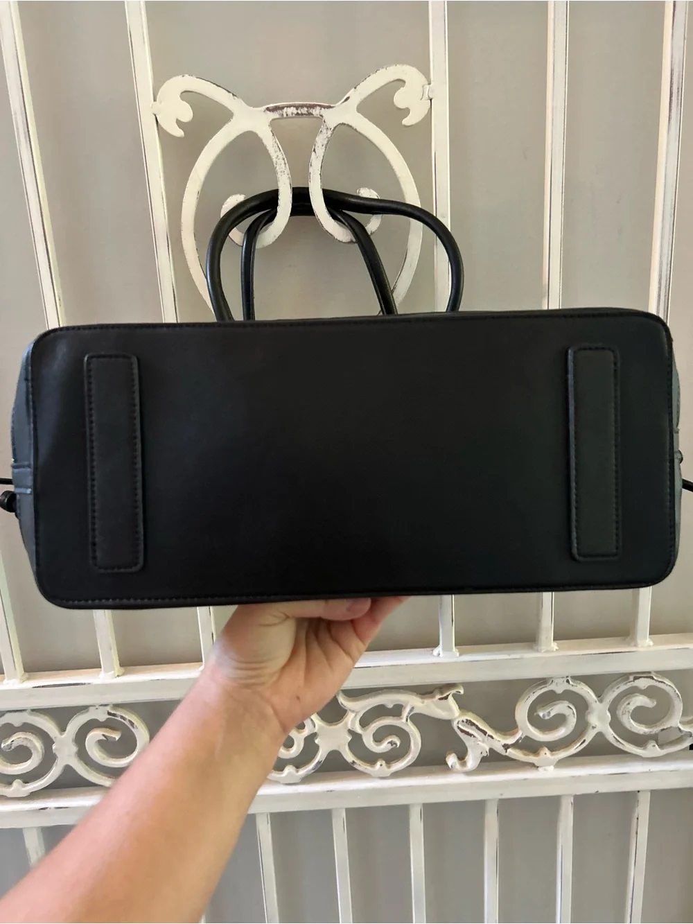 Black Glossy Multicolor Stitch Tote Bag